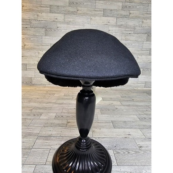 Bailey of Hollywood Wagner Black Wool Flat Cap Hat w/ Ear Flaps, Size Small NWT - Picture 5 of 11